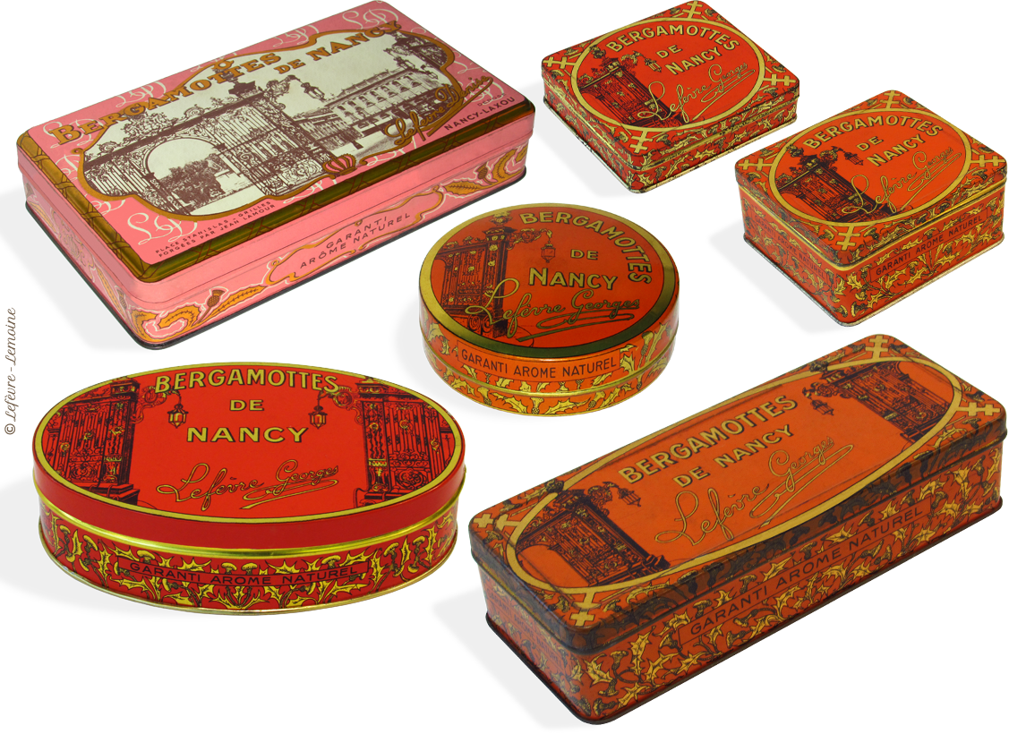 La collection de boites de Bergamottes de Nancy de la Maison Lefèvre : bonbon à la bergamote.